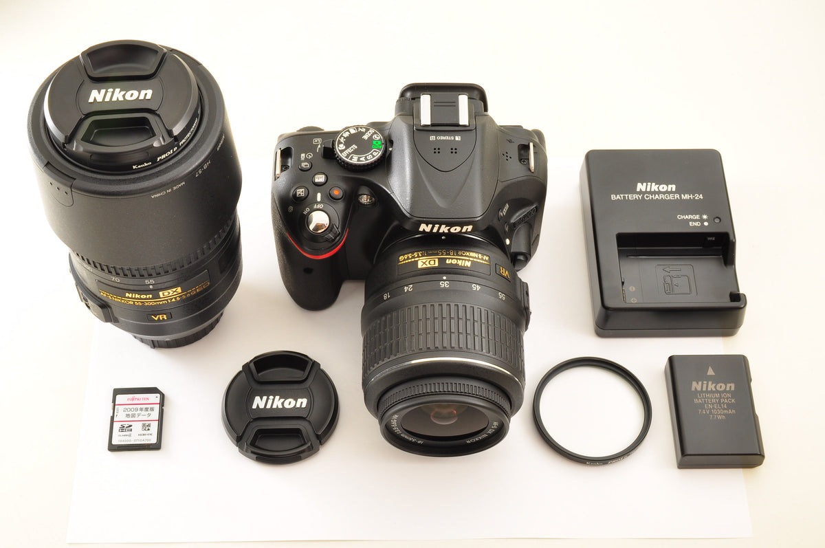 [Mint+++] Nikon D5200 24.1MP Digital SLR BLACK w/ 18-55mm & 55-300mm US Stock