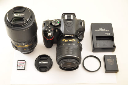 [Mint+++] Nikon D5200 24.1MP Digital SLR BLACK w/ 18-55mm & 55-300mm US Stock
