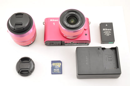 [US Duty Paid] Nikon 1 J2 Pink Digital Camera 10-30mm & 30-110mm Lens US Ships
