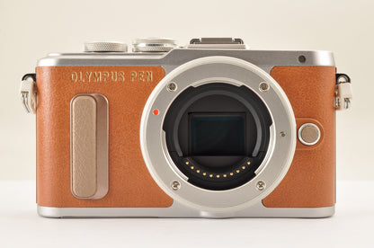 [Top Mint+ SC: 2600] OLYMPUS PEN E-PL8 BROWN w/14-42mm & 40-150mm Lens US Ships