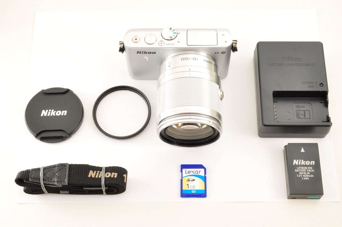 [Top Mint+] Nikon 1 J3 14.2MP Mirrorless Digital Silver 10-100mm VR kit US Stock