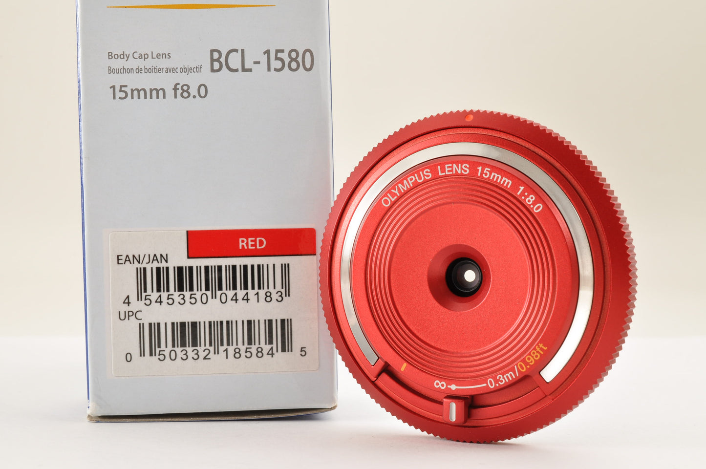 [Top Mint+++] Olympus Lens 15mm f/8 RED BCL-1580 Body Cap Lens for Pen US Ships