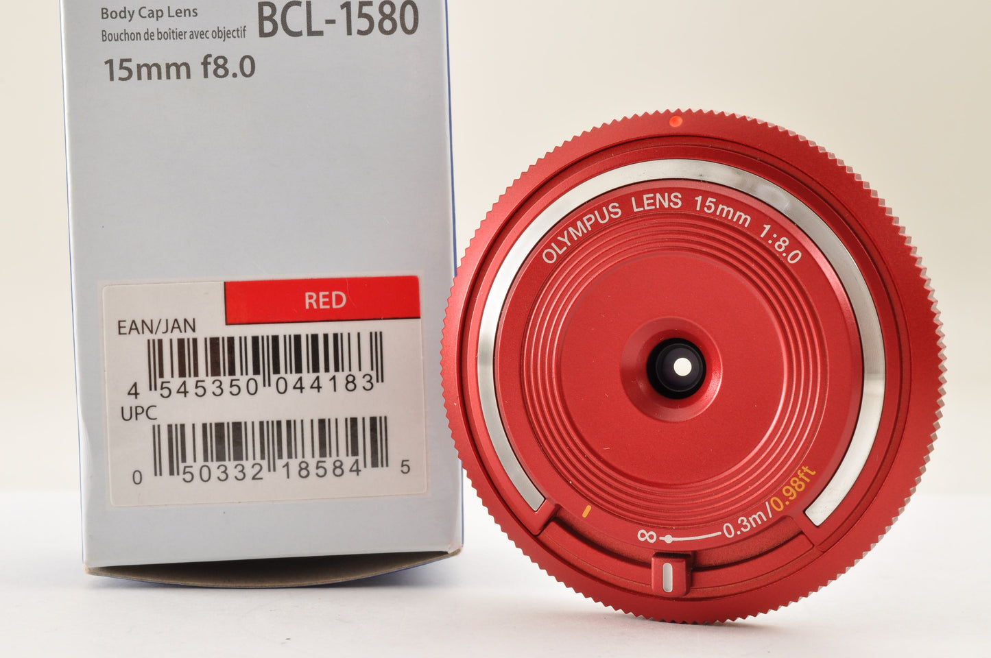 [US Duty Paid] Olympus Lens 15mm f/8 RED BCL-1580 Body Cap Lens for Pen USA