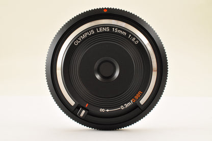 [Top Mint+++] Olympus Lens 15mm f/8 Black BCL-1580 Body Cap Lens for Pen US OR