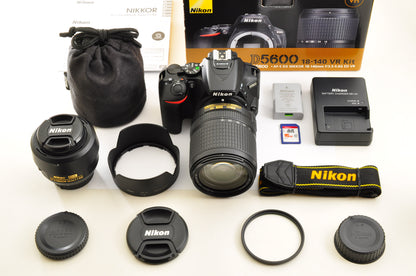 [Top Mint SC: 5804] Nikon D5600 24.2 MP DSLR 18-140mm VR Kit &35mm F/1.8 G USA