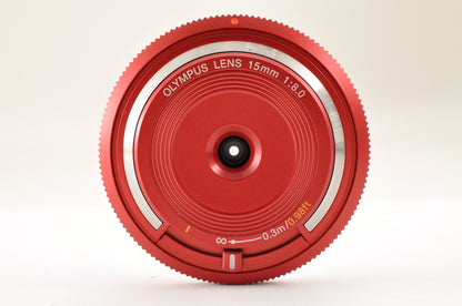 [US Duty Paid] Olympus Lens 15mm f/8 RED BCL-1580 Body Cap Lens for Pen USA