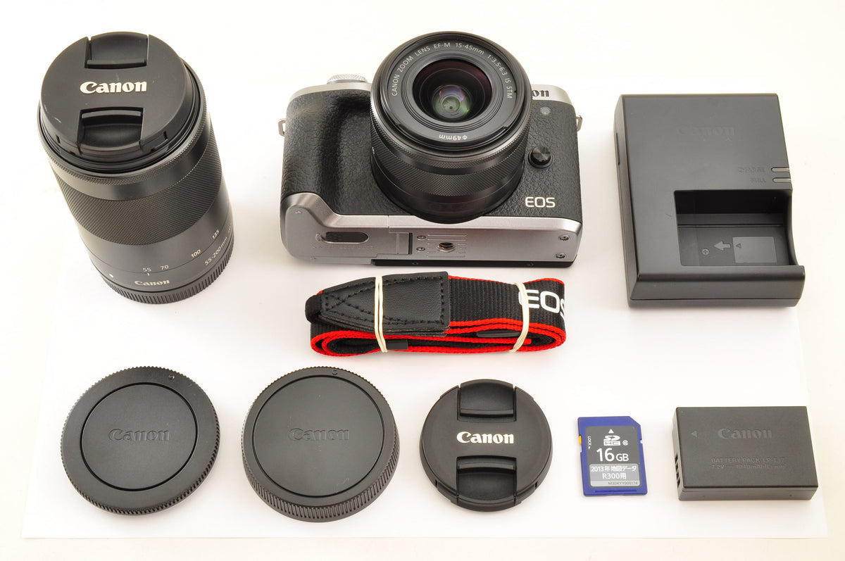 [Top Mint+] Canon EOS M6 Mark II Double Zoom Kit EF M15-45 M55-200 Lens US Stock