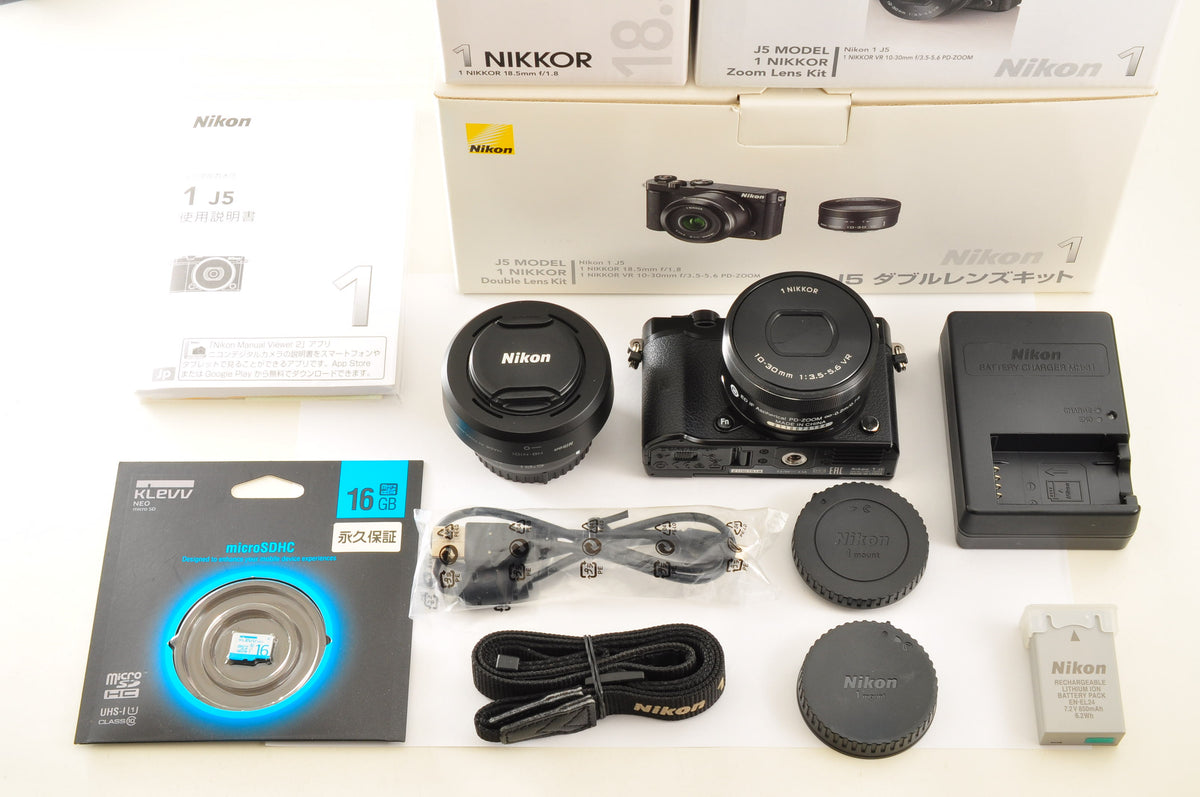 [Top Mint+ SC: 4946] Nikon 1 J5 Black Lens Kit 10-30mm PD & 18.5mm US OR Stock