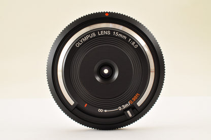 [Top Mint+++] Olympus Lens 15mm f/8 Black BCL-1580 Body Cap Lens for Pen US OR