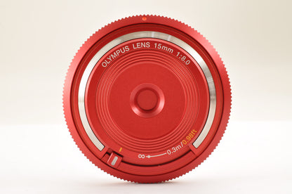 [Top Mint+++] Olympus Lens 15mm f/8 RED BCL-1580 Body Cap Lens for Pen US Ships