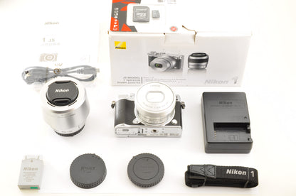 [Mint+ SC: 101] Nikon 1 J5 Silver Double Lens Kit 10-30mm & 30-110mm US Ships