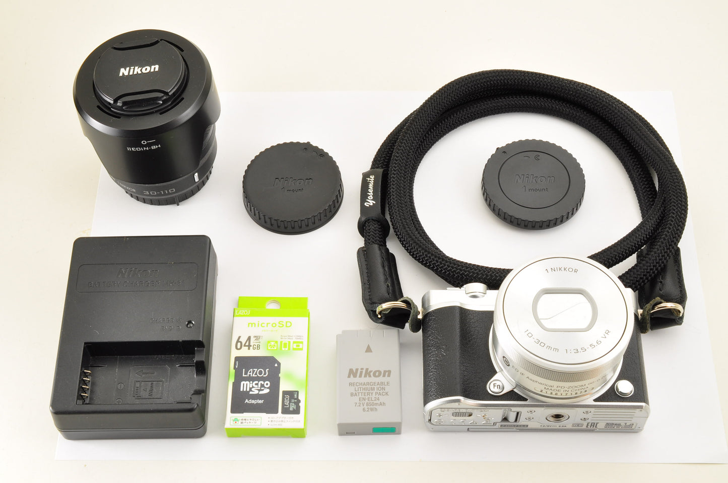 [Mint+++ SC:3038] Nikon 1 J5 Silver Double zoom Kit 10-30mm & 30-110mm US Ships