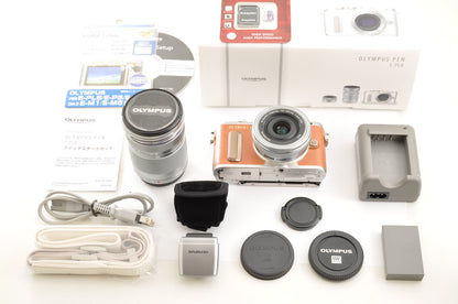 [US Duty Paid] OLYMPUS PEN E-PL8 Brown 14-42mm 40-150mm Lens Count:1917 From USA
