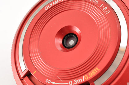 [US Duty Paid] Olympus Lens 15mm f/8 RED BCL-1580 Body Cap Lens for Pen USA