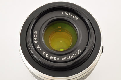 [Top Mint+] Nikon 1 V1 White Mirrorless Camera w/ 18.5mm & 30-110mm Lens US OR