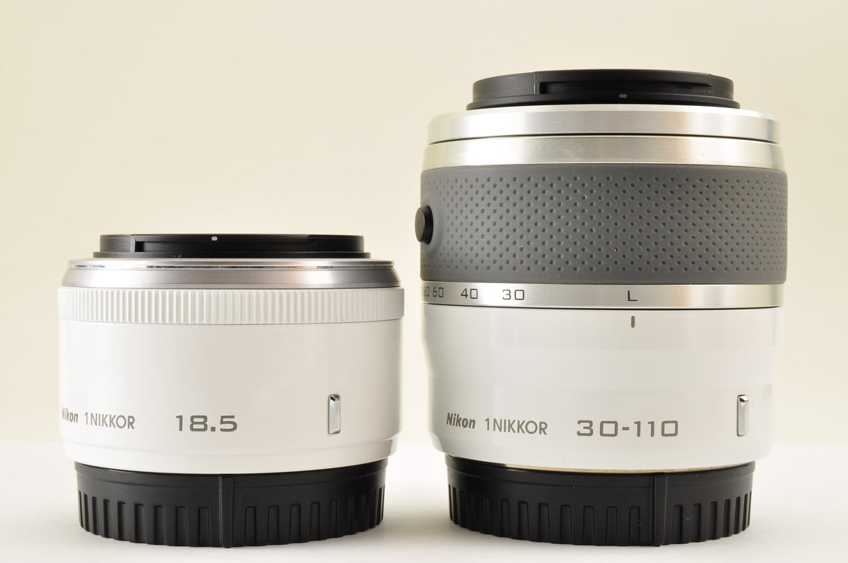 [Top Mint+] Nikon 1 V1 White Mirrorless Camera w/ 18.5mm & 30-110mm Lens US OR