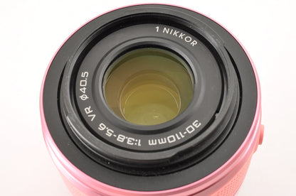 [Mint+++ SC:1653] Nikon 1 J1 Pink 10.1MP Mirrorless Camera 10-30mm & 30-110mm US
