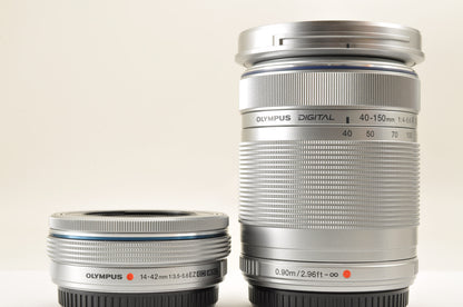 [Top Mint+ SC: 2969] OLYMPUS PEN E-PL8 White w/14-42mm & 40-150mm Lens US Ships