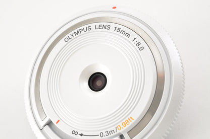 [Top Mint Count: 152] OLYMPUS PEN E-PL8 White & 15mm F/8 Body cap Lens USA