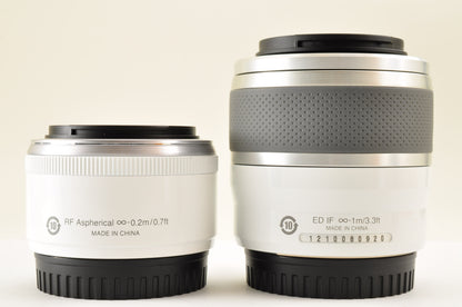 [Top Mint+] Nikon 1 V1 White Mirrorless Camera w/ 18.5mm & 30-110mm Lens US OR