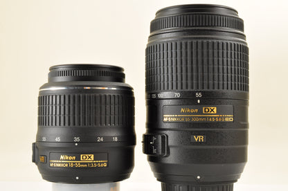 [Top Mint+] Nikon D5200 24.1MP Digital SLR BLACK w/ 18-55mm & 55-300mm US Stock