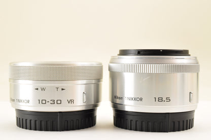 [Top Mint+ SC:6077] Nikon 1 J5 Silver Lens Kit 10-30mm PD & 18.5mm US OR Stock