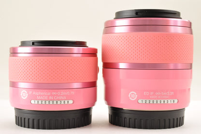 [Mint+++ SC:1653] Nikon 1 J1 Pink 10.1MP Mirrorless Camera 10-30mm & 30-110mm US