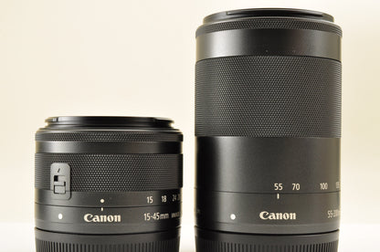 [Top Mint+] Canon EOS M6 Mark II Double Zoom Kit EF M15-45 M55-200 Lens US Stock