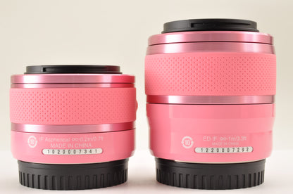 [Top Mint+] Nikon 1 J1 Pink 10.1MP Mirrorless Camera 10-30mm & 30-110mm US OR