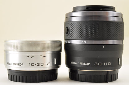 [Mint+++ SC:3038] Nikon 1 J5 Silver Double zoom Kit 10-30mm & 30-110mm US Ships