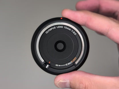 [Top Mint+++] Olympus Lens 15mm f/8 Black BCL-1580 Body Cap Lens for Pen US OR