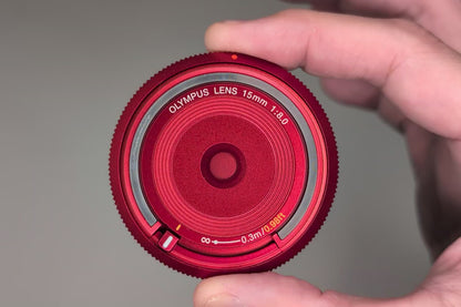 [Top Mint+++] Olympus Lens 15mm f/8 RED BCL-1580 Body Cap Lens for Pen US Ships